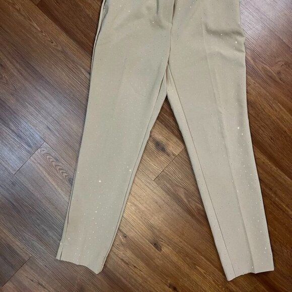 Rachel Zoe Rhinestone Dot Slim Pants Camel Tan Size 4 Sparkle Embellished Glam - Picture 11 of 16